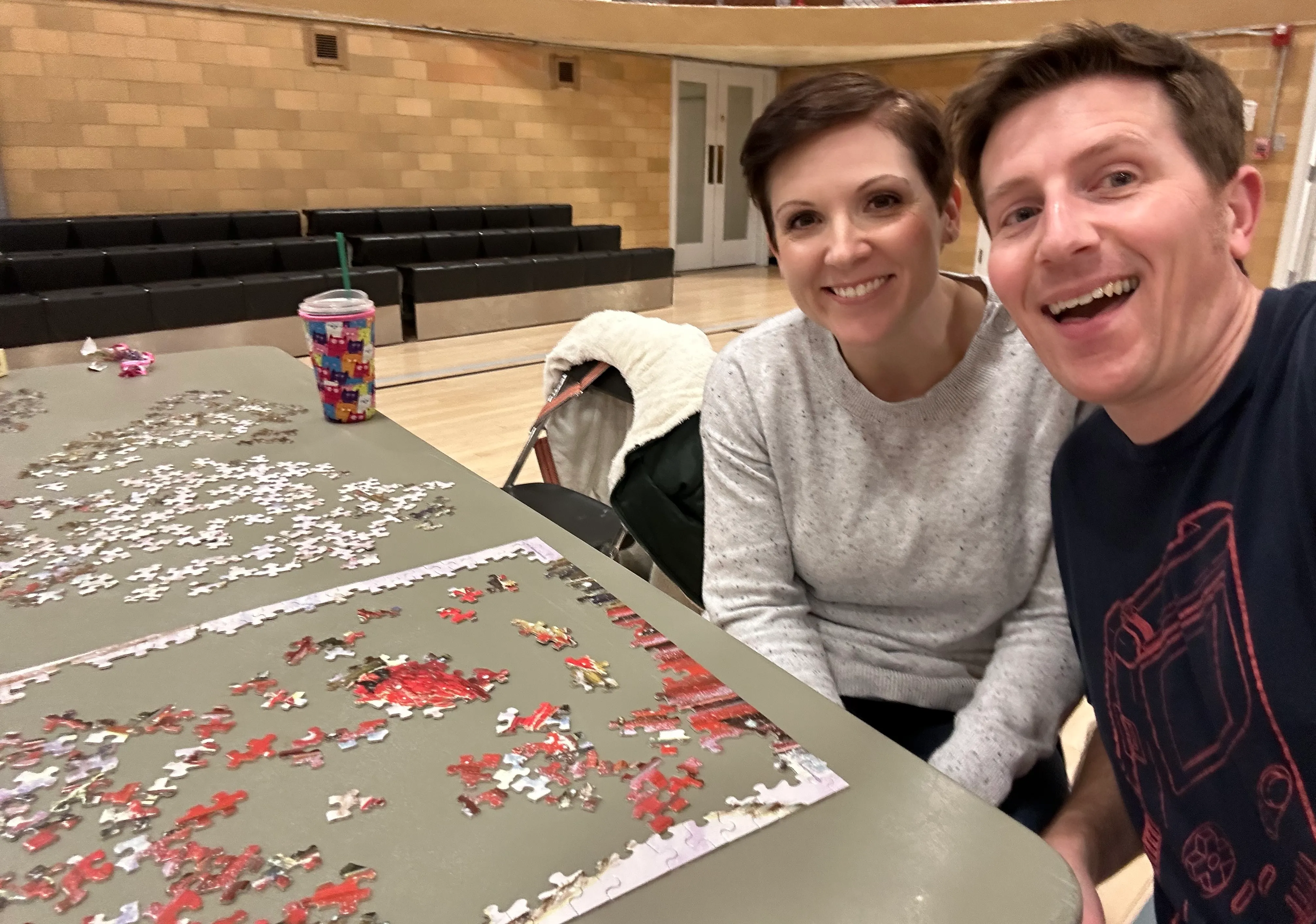 Brian and Kim with disappointingly unfinished puzzle